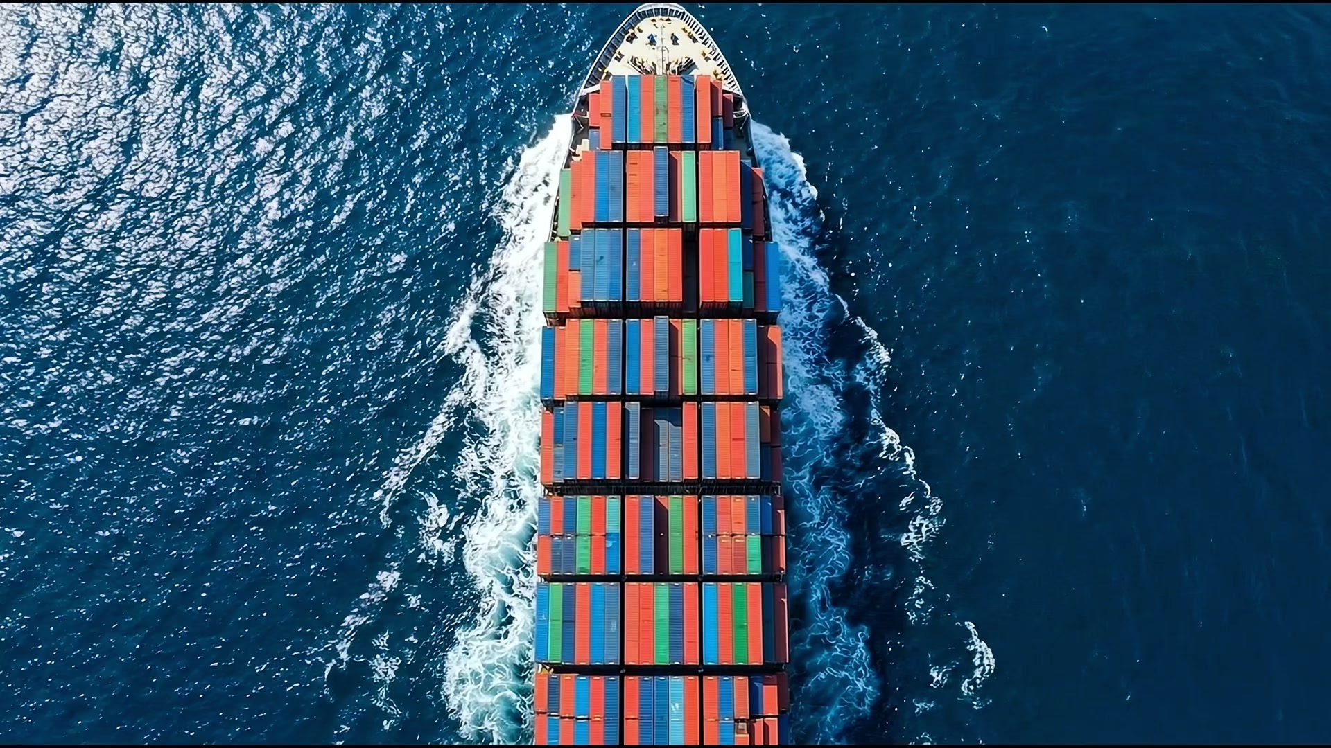 Aerial view of container cargo ship